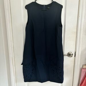 Oscar De La Renta Navy Abstract Cutout Midi Dress